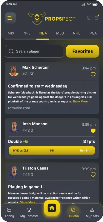 Screen shot of propspect UI