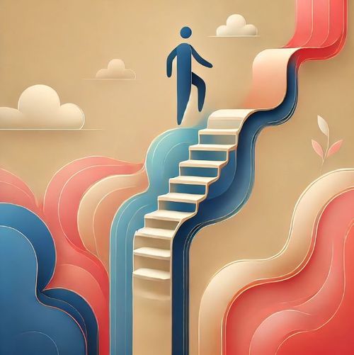 A person climbing a set of stairs representing their career path