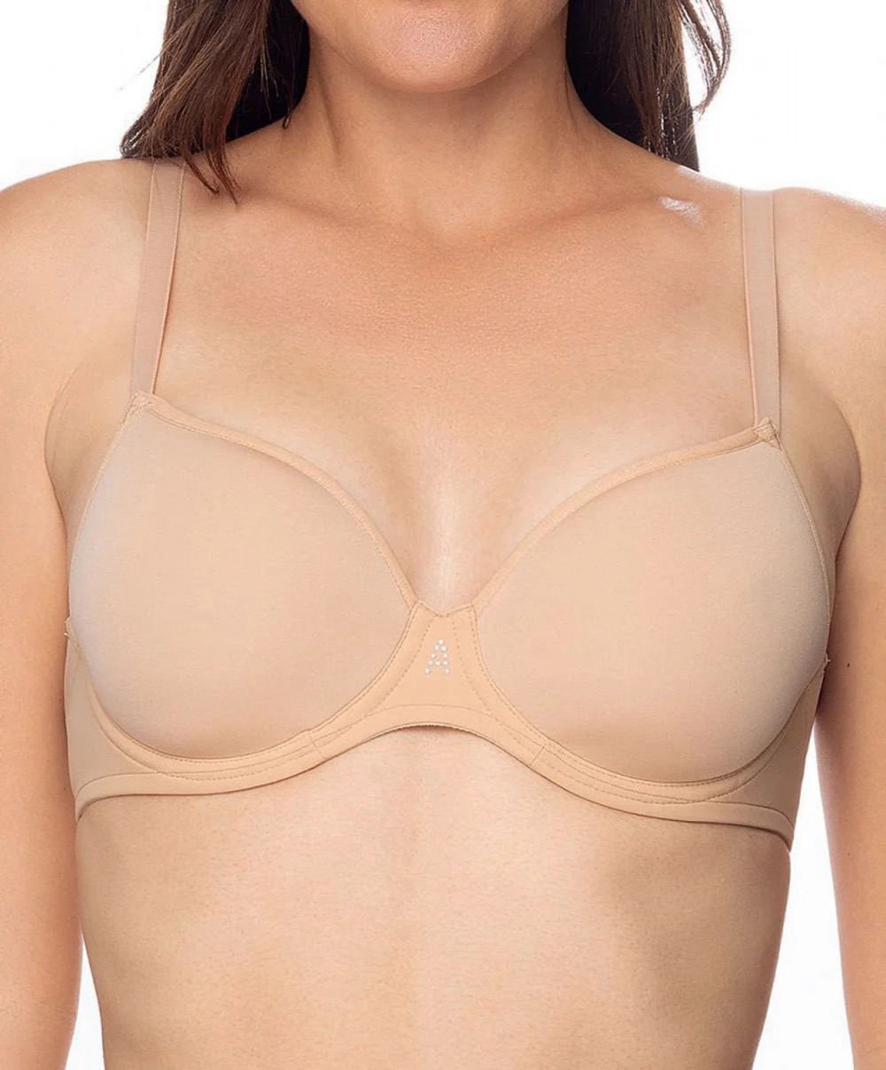 Jenette Bras French Antigel Beauty Smooth Seamless Molded Convertible Plunge Bra in Beige