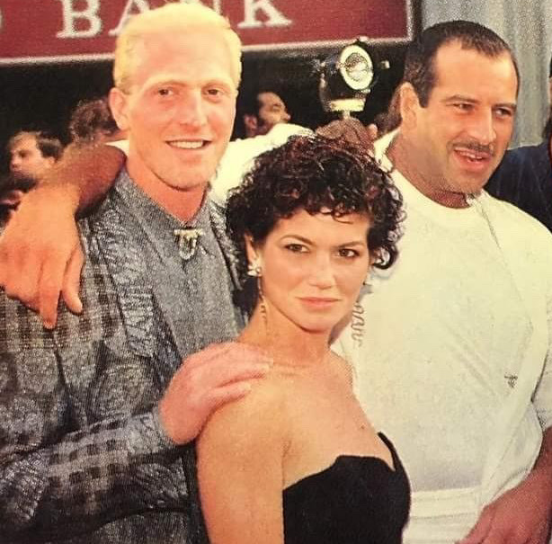 Jenette with actors at a Hollywood Premier