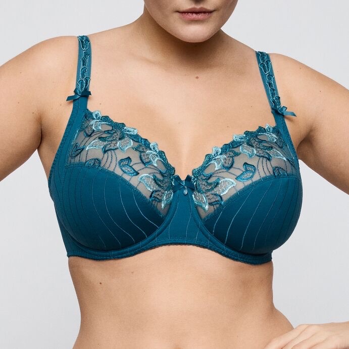 Jenette Bras Belgium PrimaDonna Deauville Lace Seamed Full Cup Bra in Blue 