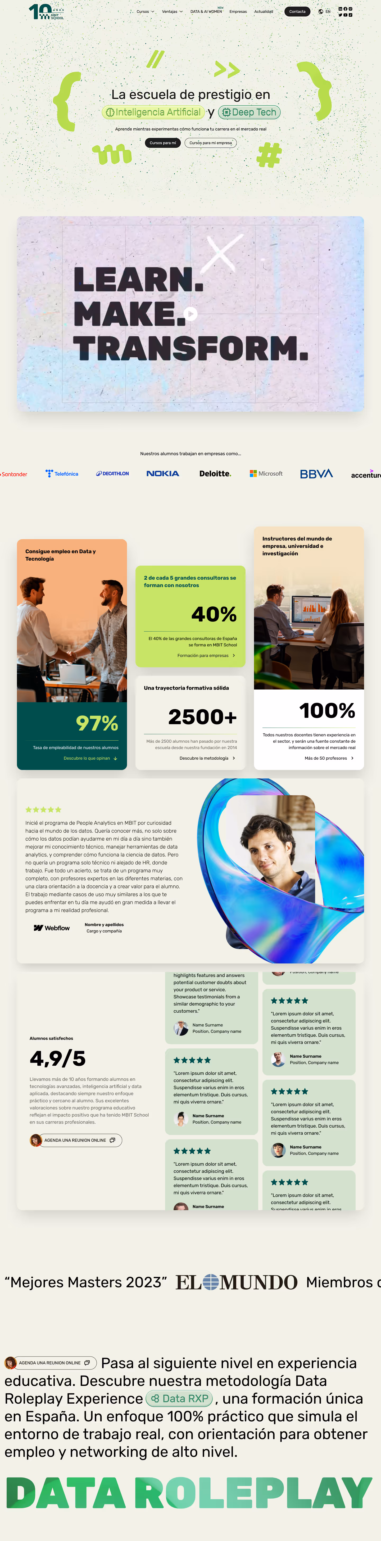 Mockup of a website