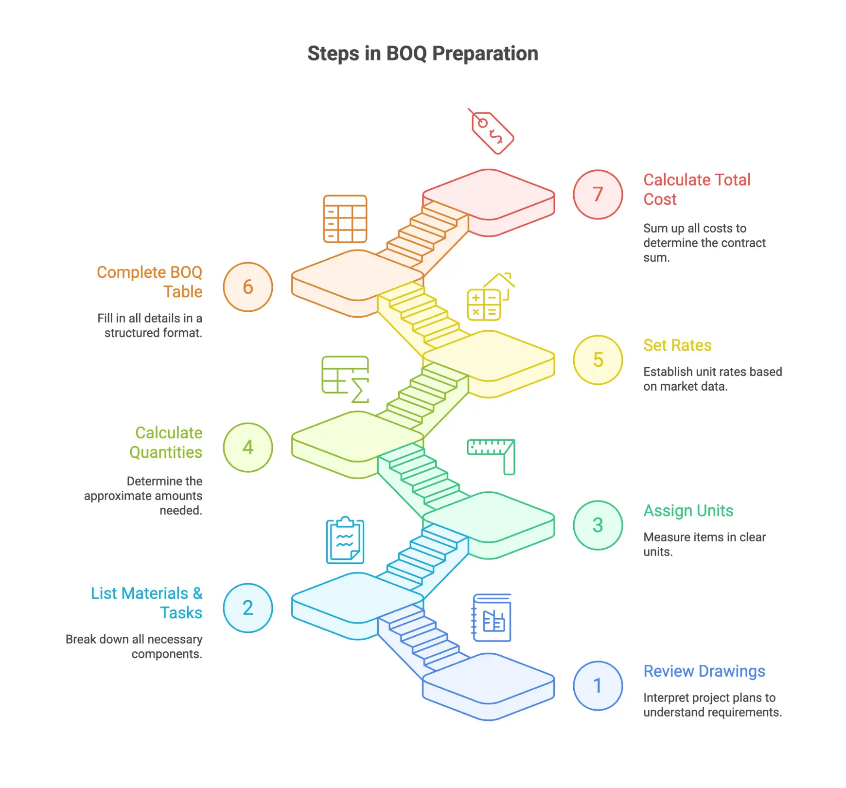 Infographic on steps in BOQ preparation