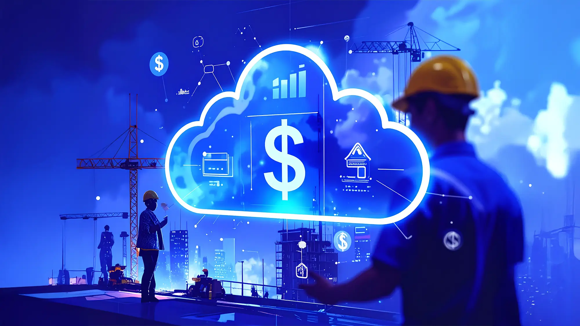 Abstract visualization of a cloud based construction cost database