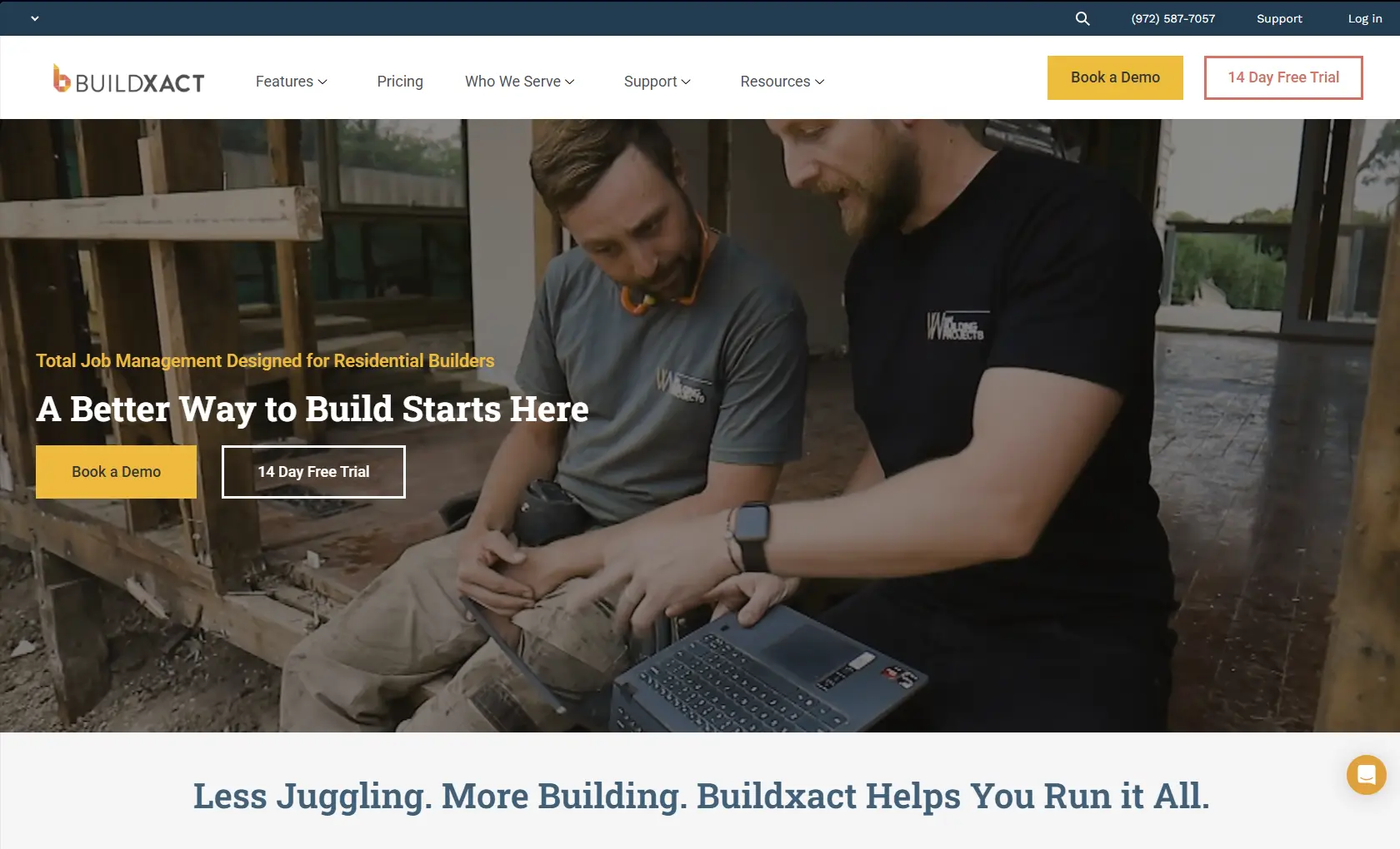 Screenshot of Buildxact's website