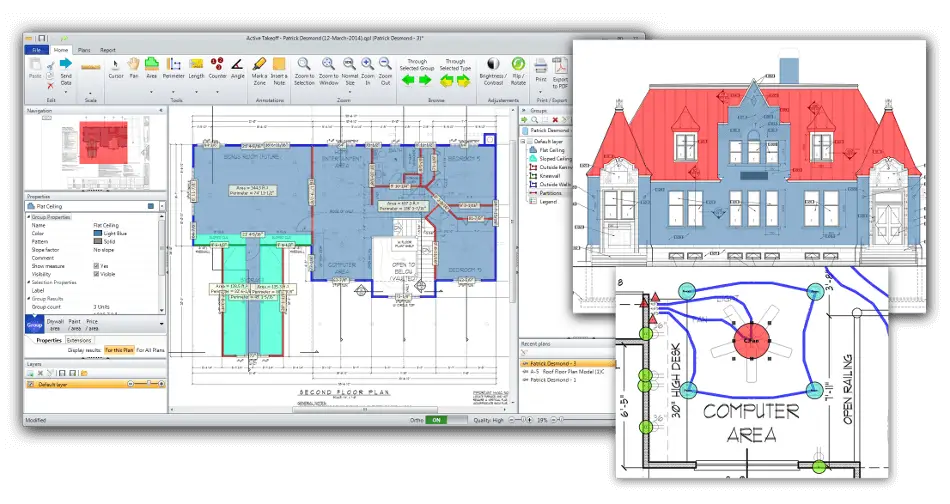 Sceenshots from the Active Takeoff software