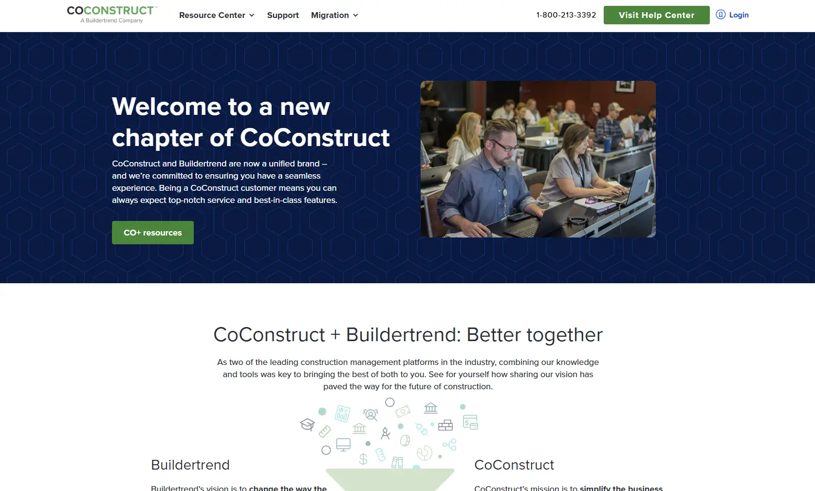 Screenshot of CoConstruct's website