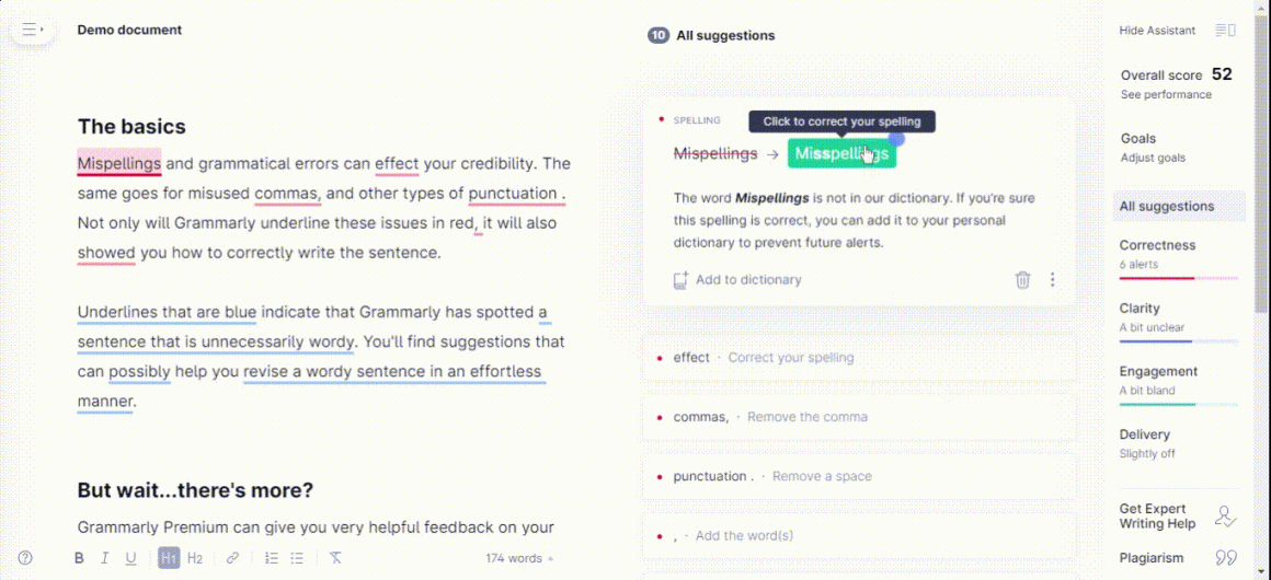 ejemplo de tooltip de grammarly