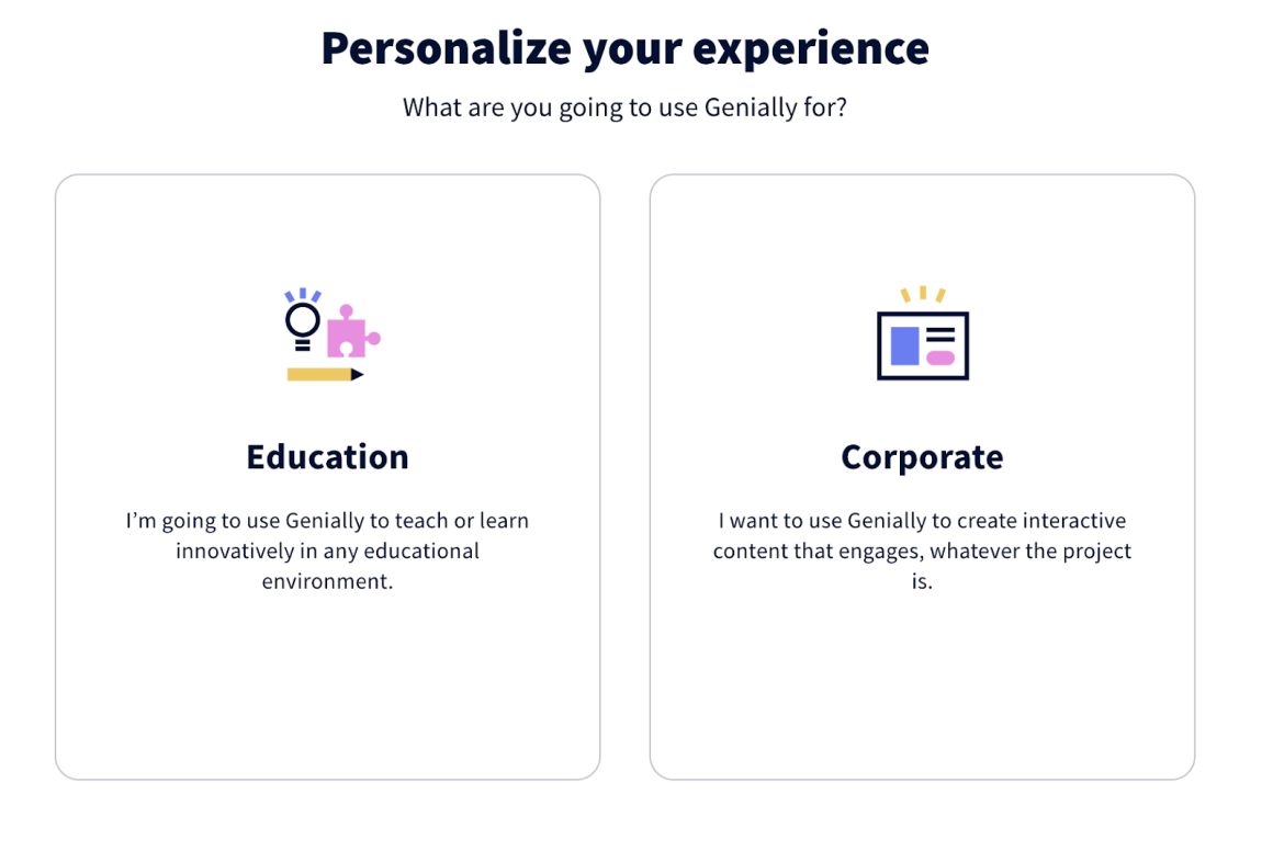 visually pleasing user onboarding patterns genially