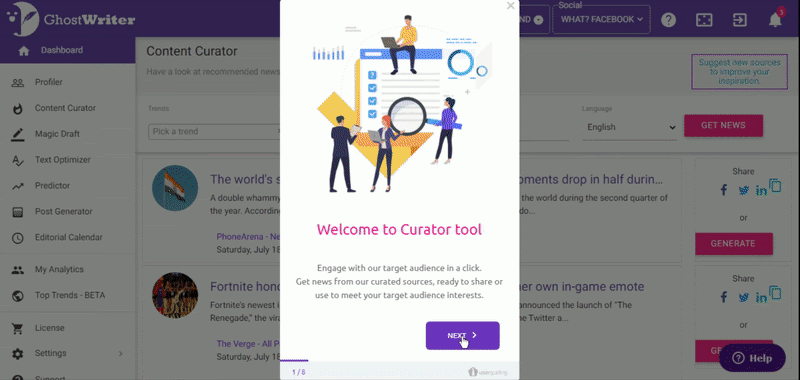 ghostwriter ai visually pleasing user onboarding patterns