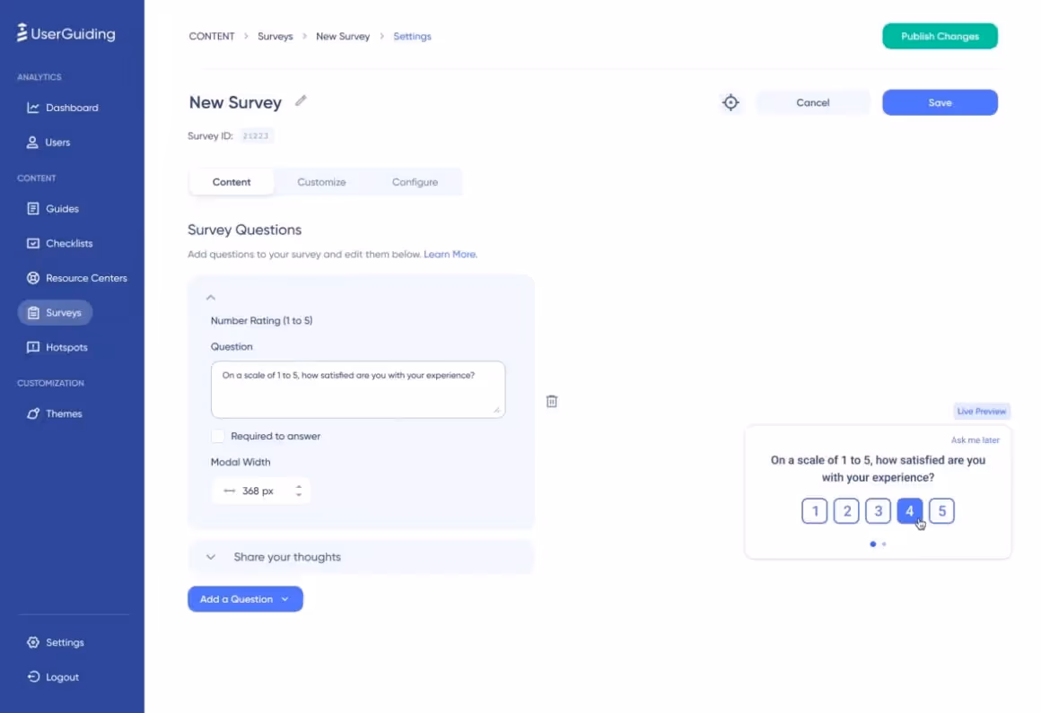 userguiding outils de retour d'information sur l'application meilleures pratiques