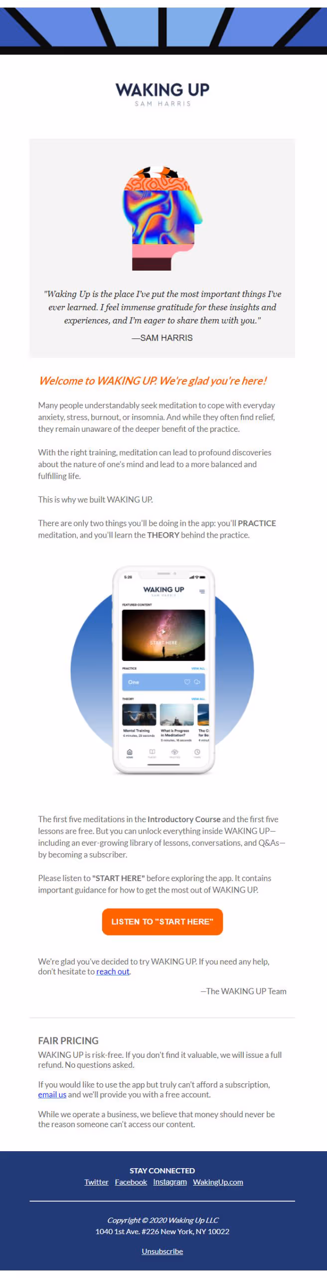 waking up welcome message