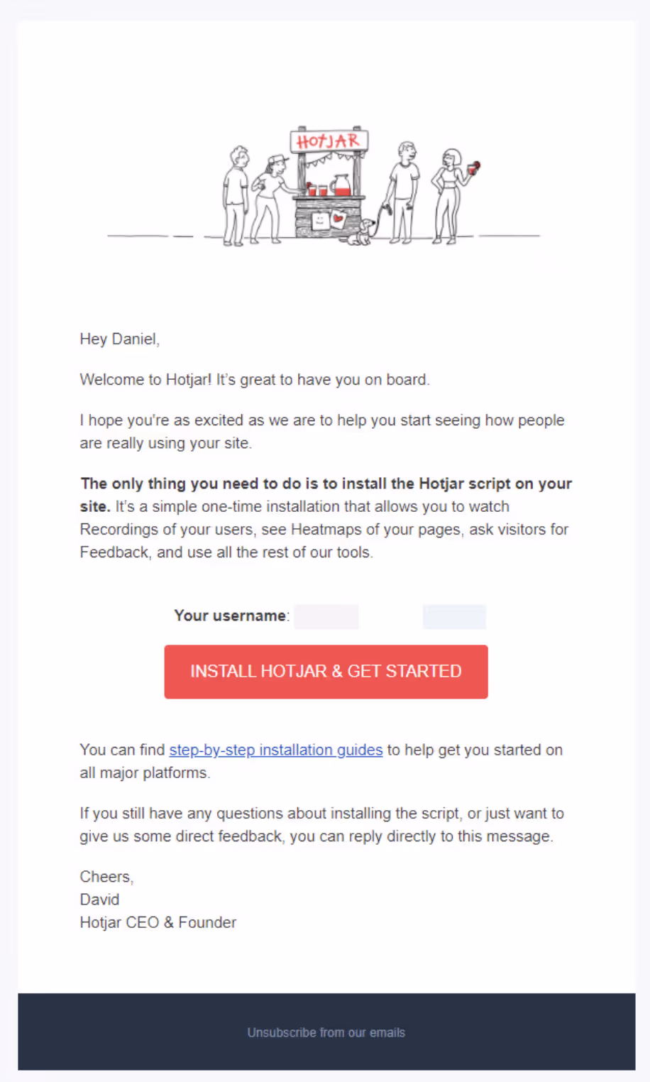 Hotjar welcome email.
