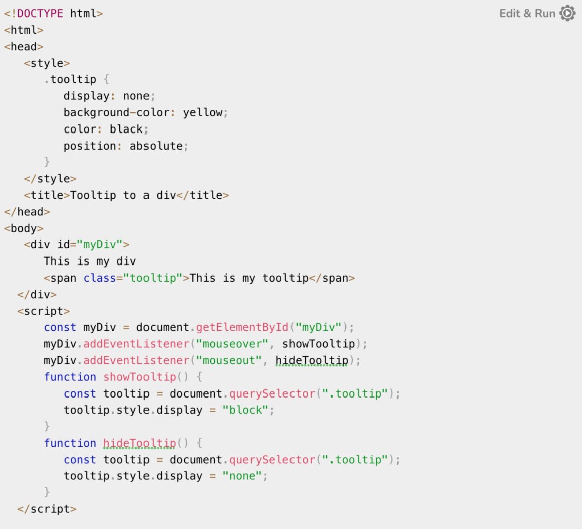 tooltip code example javascript