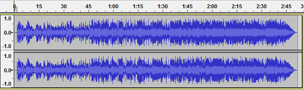 visualização da forma de onda no audacity