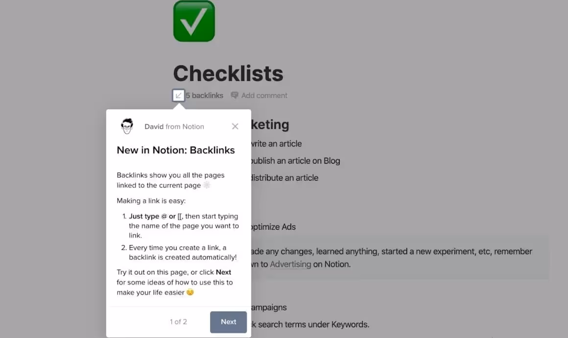 exemplos notificações in app notion