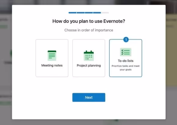 exemplos de pesquisas in app do evernote