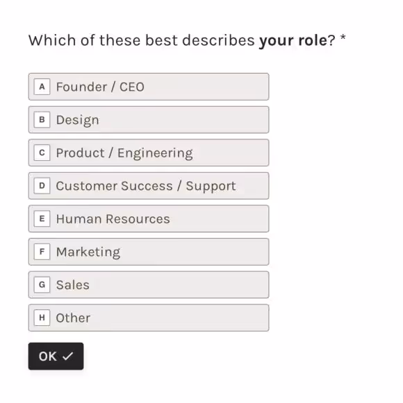 perguntas de pesquisas in app do typeform