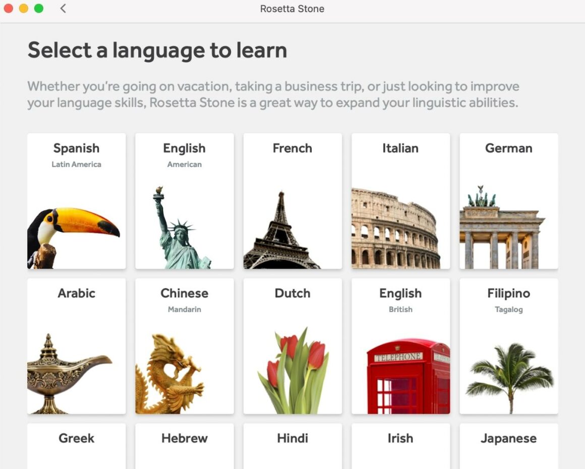 exemples d'écrans d'onboarding rosetta stone