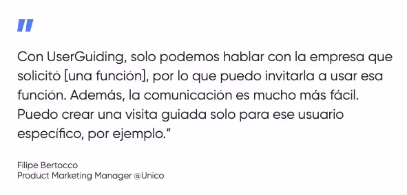 historia de éxito de unico con userguiding