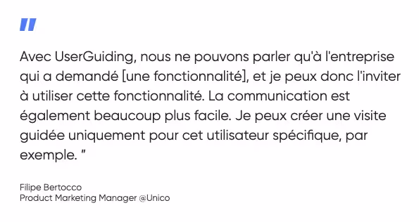 histoire de réussite unico avec userguiding