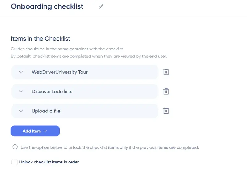 UserGuiding's checklist section