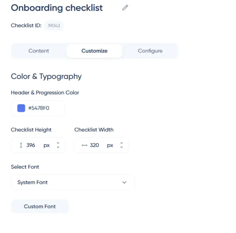 UserGuiding's onboarding checklist settings