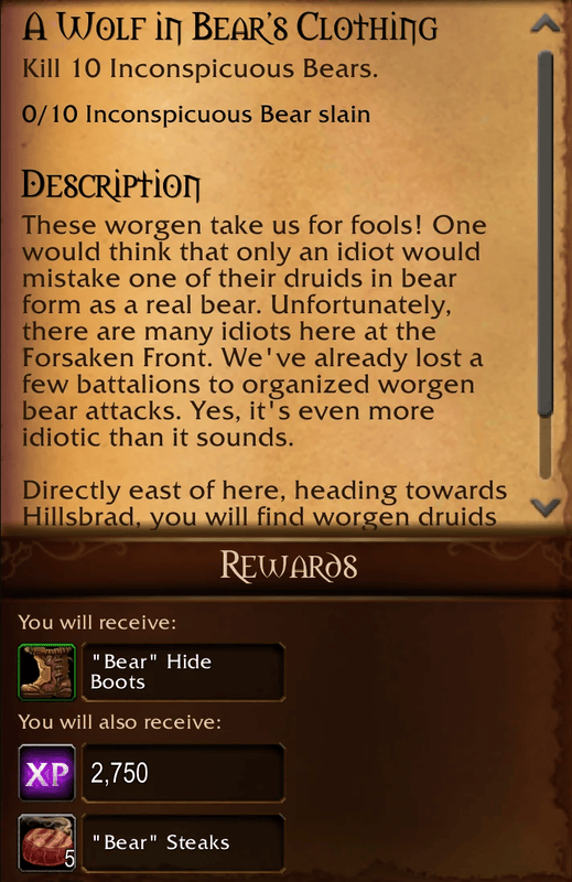 World of Warcraft's checklist example