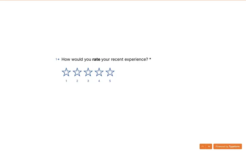 Typeform's survey for users to rate their experience after a product tour