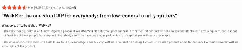 WalkMe's G2 review
