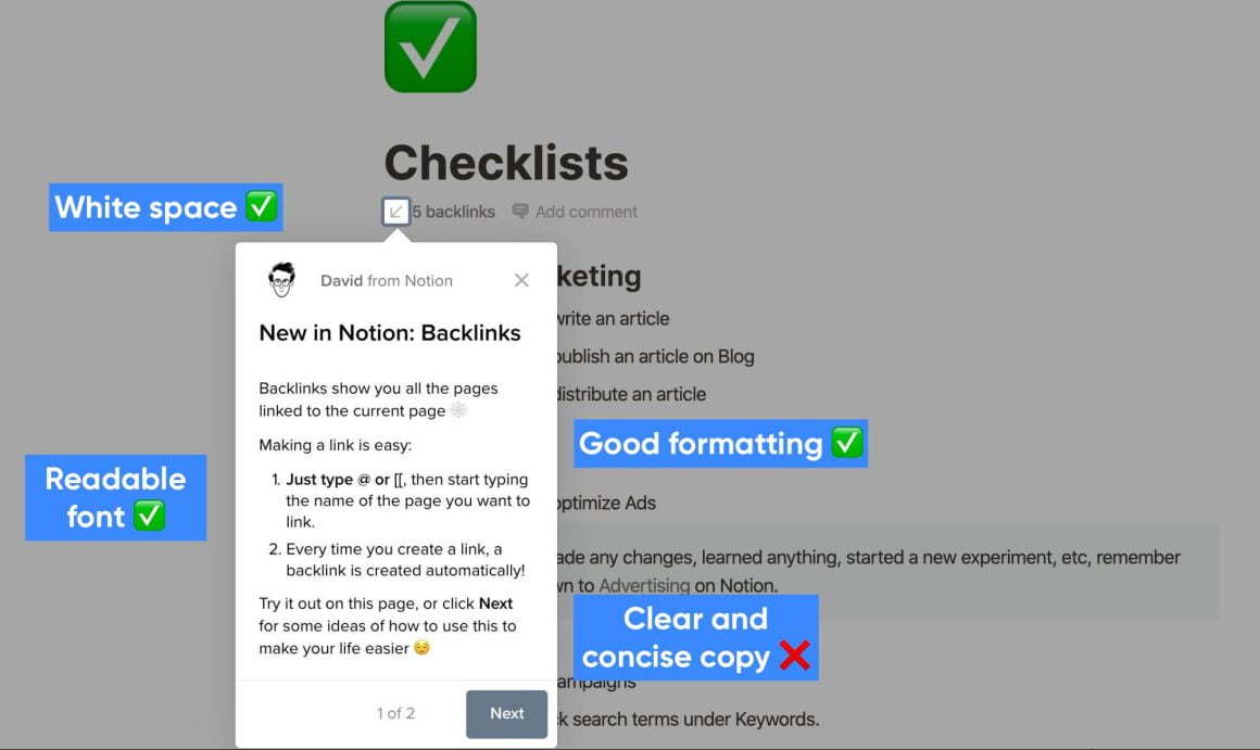Notion's tooltip example