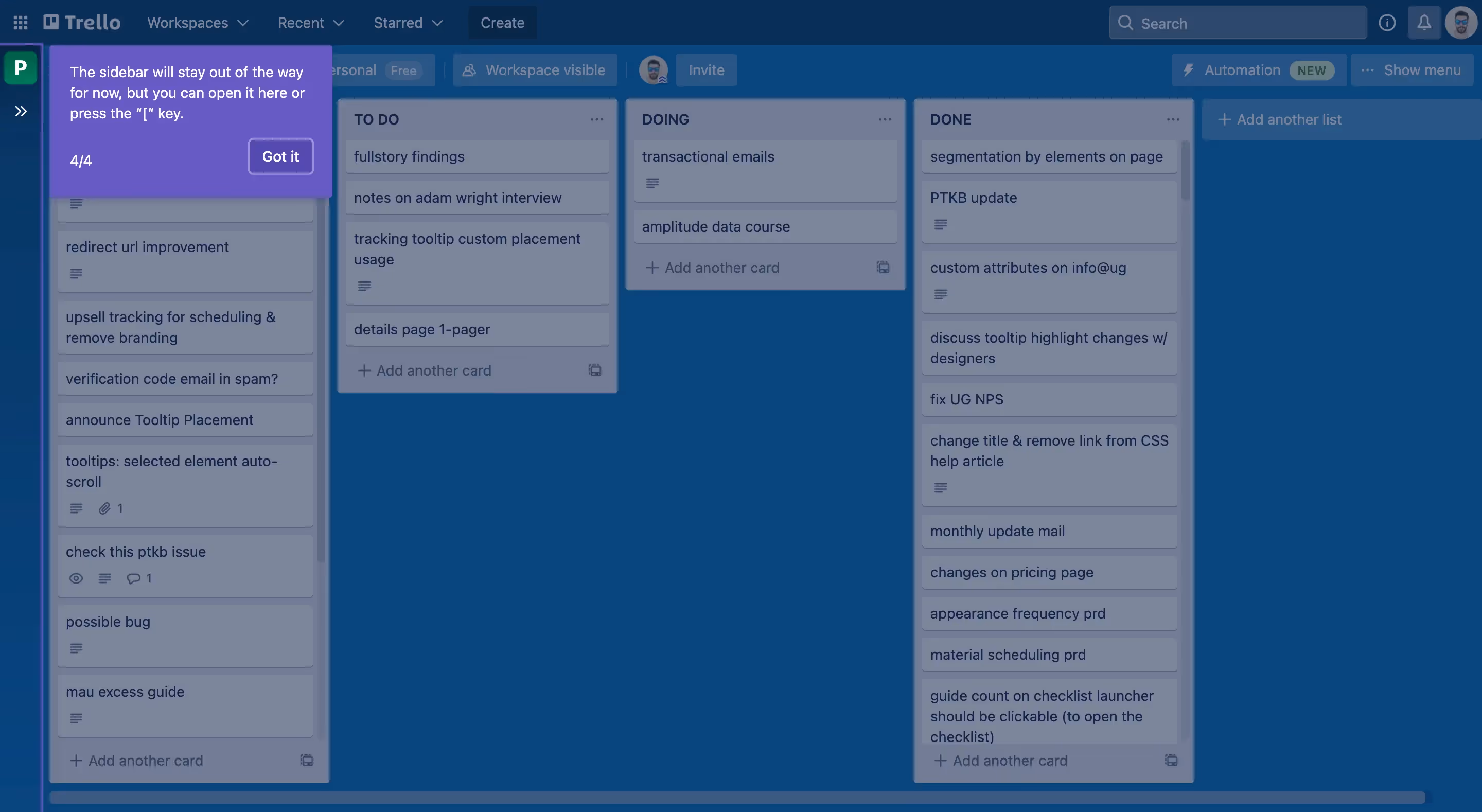 exemples de visites guidées de produits trello
