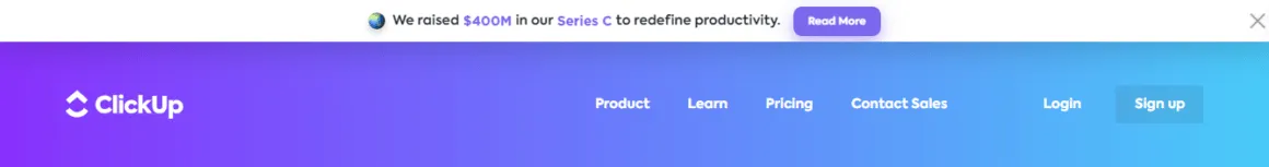website notification bar clickup