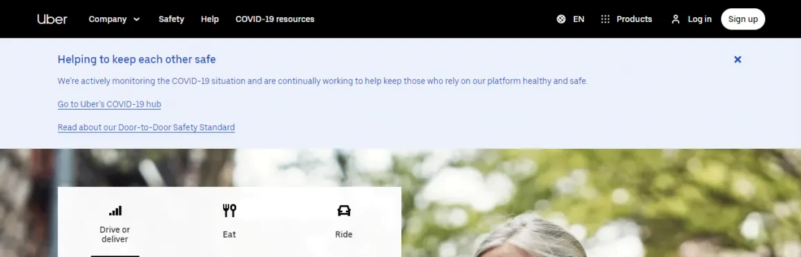 website notification bar uber