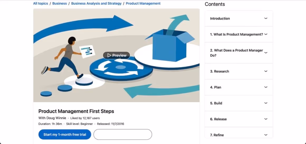 Product Management First Steps course by Linkedin