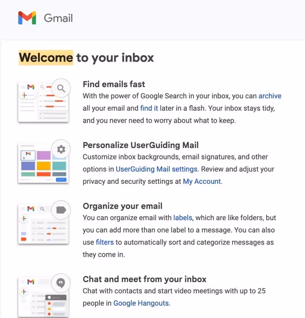 Google Mail's Email Welcome