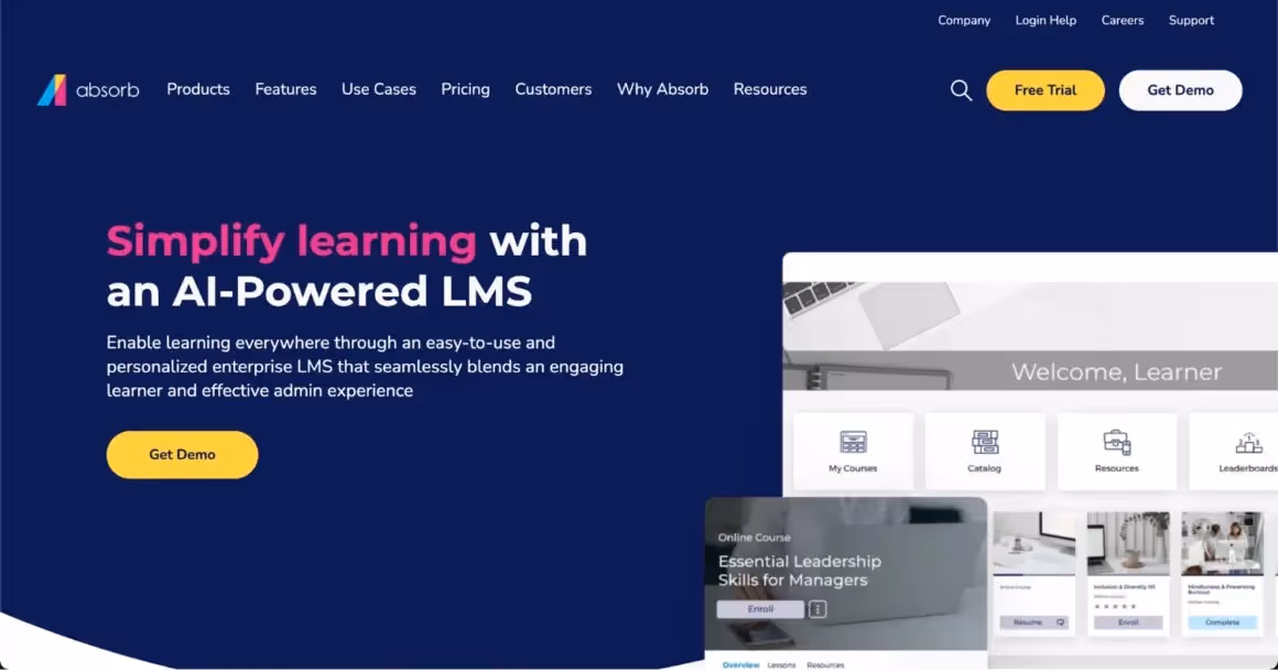 lms plataforma de treinamento para clientes absorb