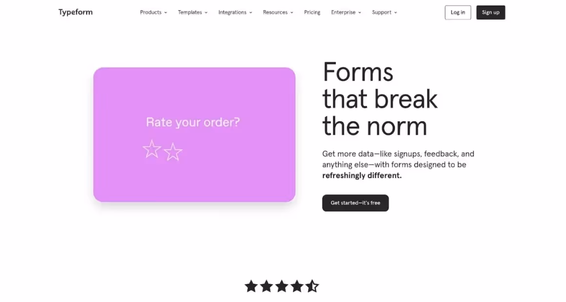 ferramentas de coleta de feedback typeform