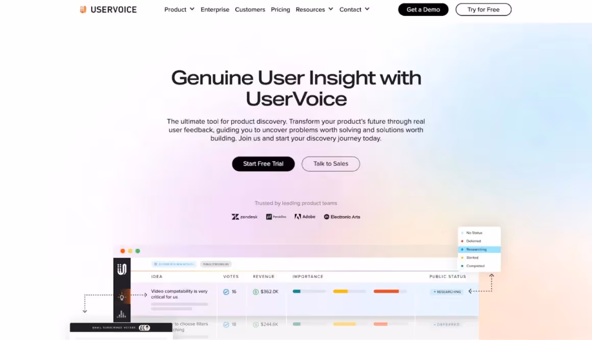 uservoice herramientas de opinión del cliente
