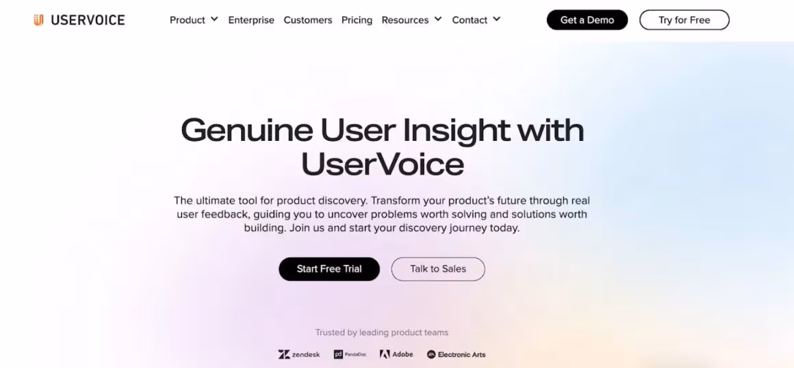 herramientas de encuesta in-app uservoice