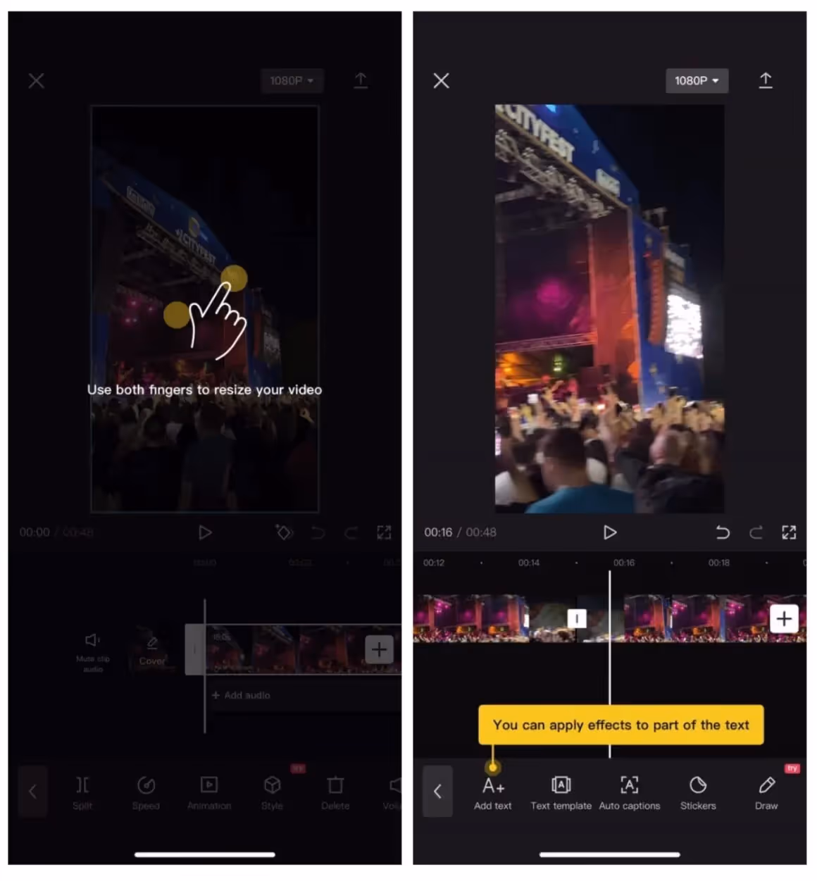 in app tutorial examples capcut