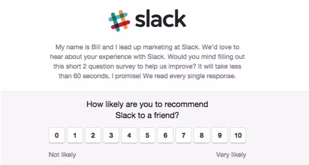 Pesquisa NPS do Slack