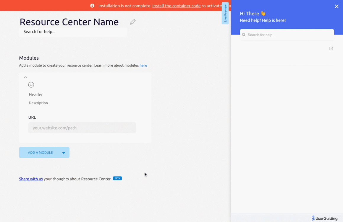 UserGuiding resource centers