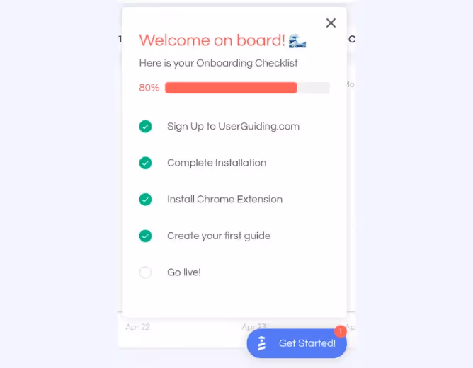 Checklist de onboarding da Crunch feito com a UserGuiding
