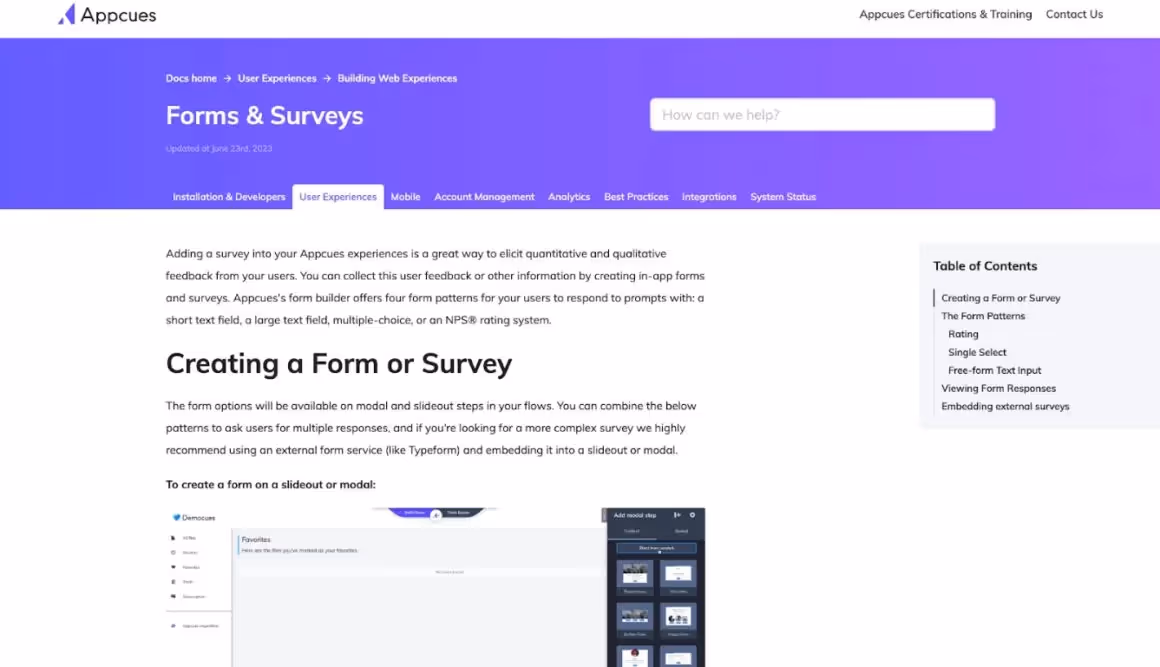 automated survey tools appcues