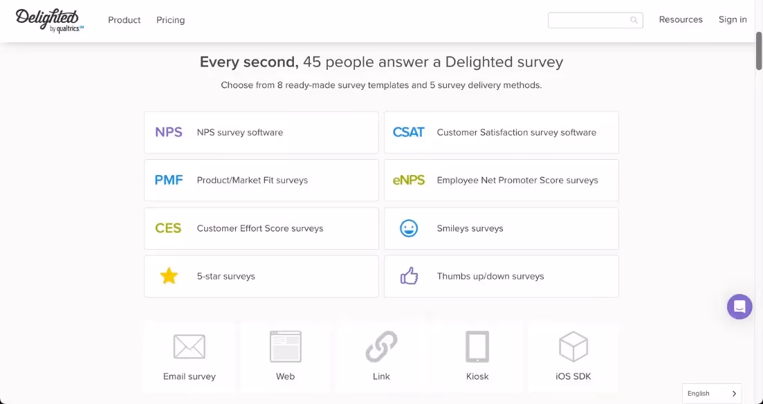 nps survey tools delighted