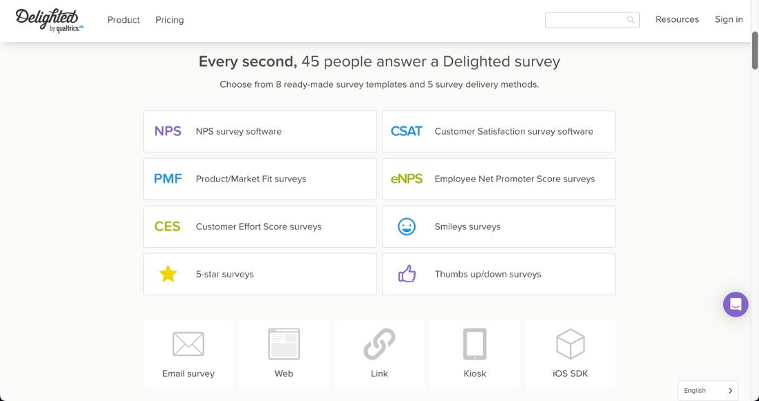 nps survey tools delighted