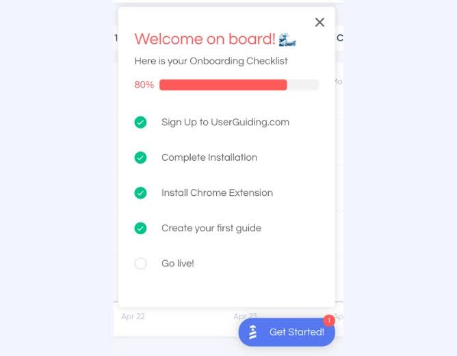 UserGuiding's onboarding checklist