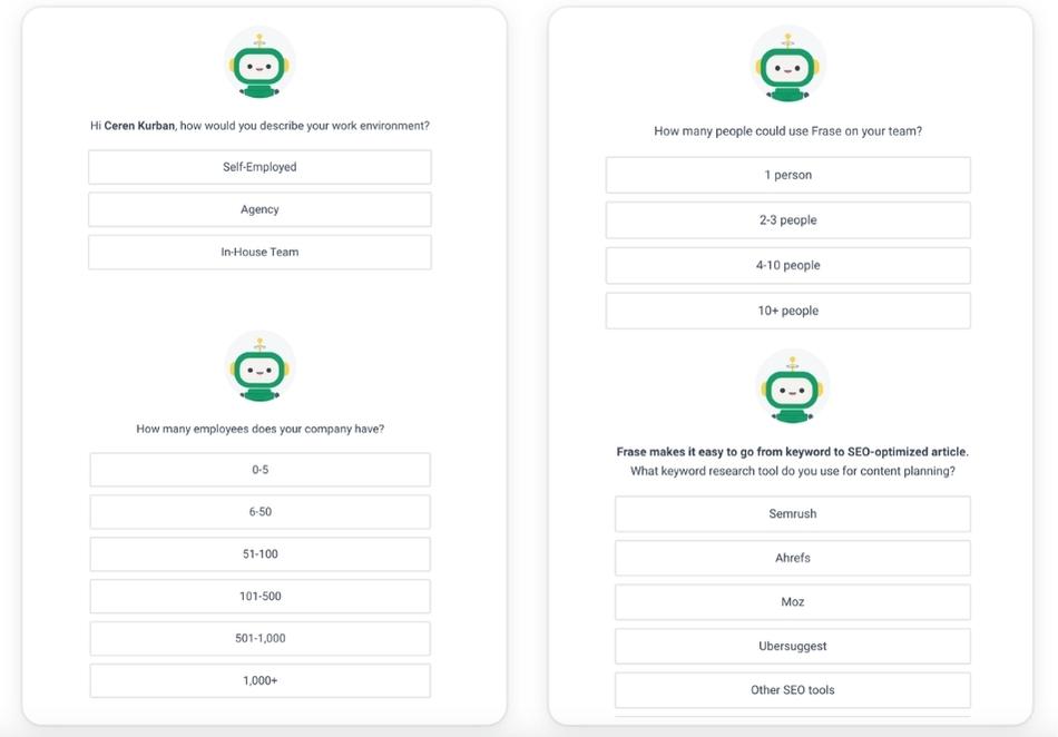 onboarding screen examples frase onboarding survey