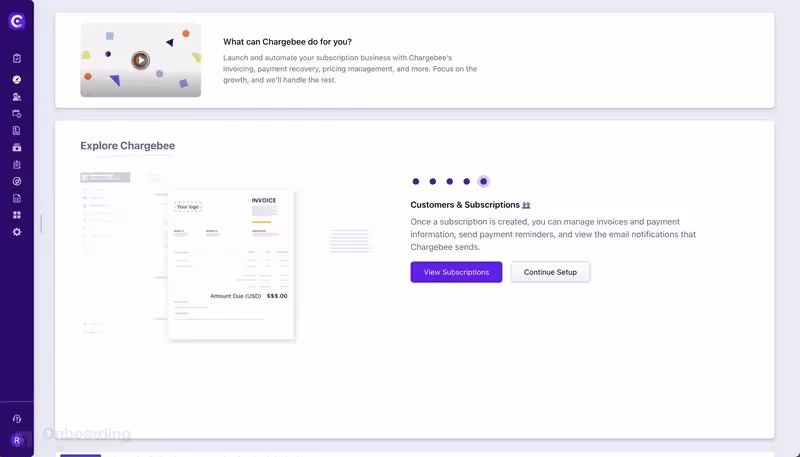 Chargebee's product tour